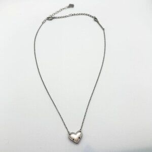 Kendra Scott Ari Heart Pendant Silver Tone Necklace Ivory Mother Of Pearl